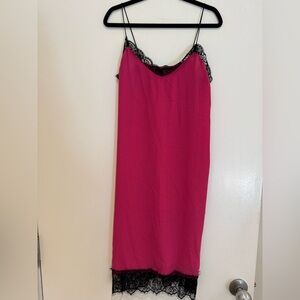 The vintage shop Elegant Pink Lace-Trimmed slip dress. Size S